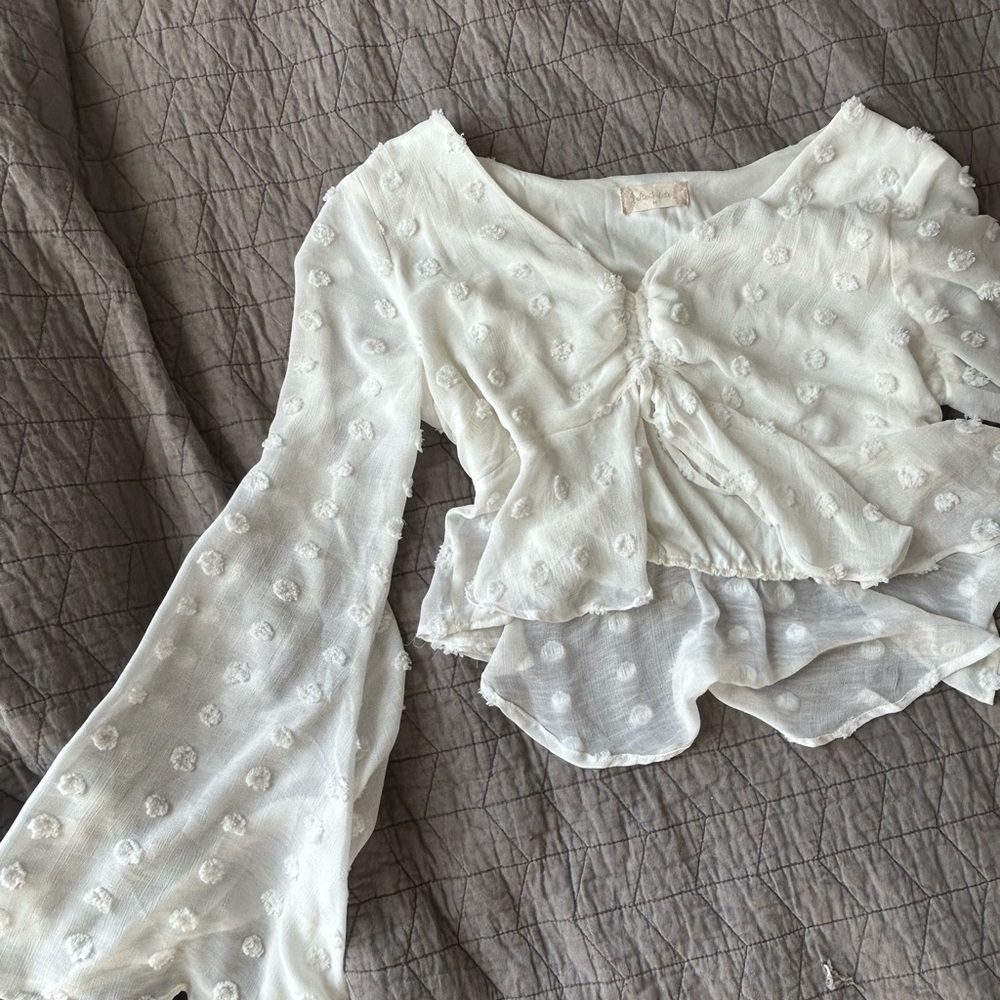 White Textured Women's Top